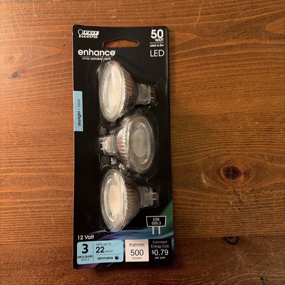 Feit Electric LED MR16 50W 6W Bulbs GU10 5000k Daylight 450 Lumens‎